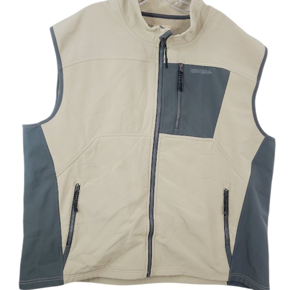 Red Head Men's Tan Green Sleeveless Hunter Winter Fleece Vest Size 2XL